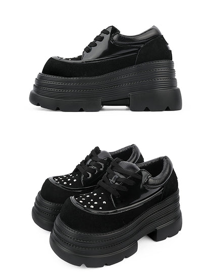 Stud Embellishments & Functional Lacing System Punk Black Platforms