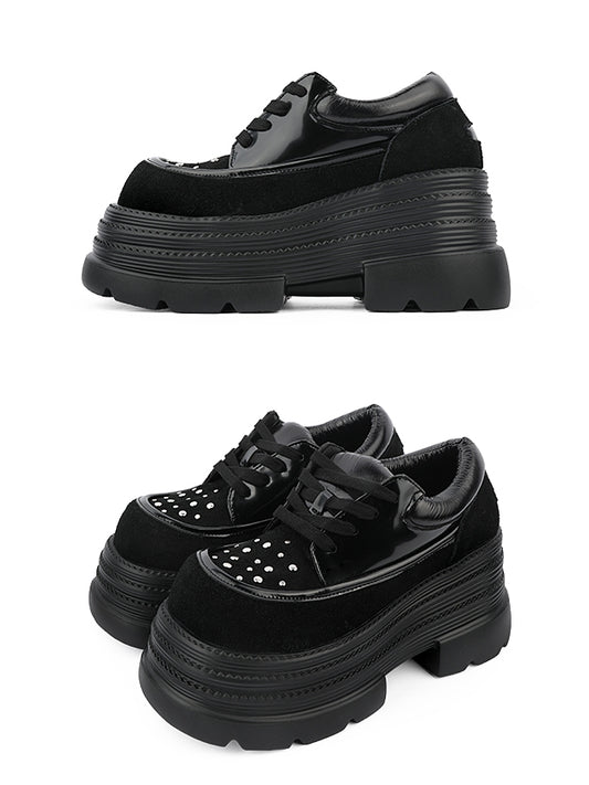 Stud Embellishments & Functional Lacing System Punk Black Platforms