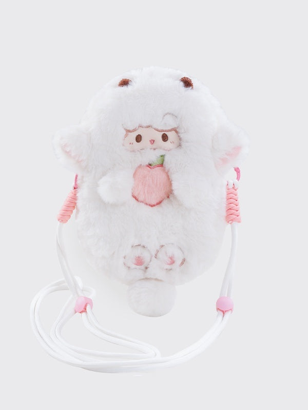 White Cute Lamb-shaped Plush Crossbody Bag