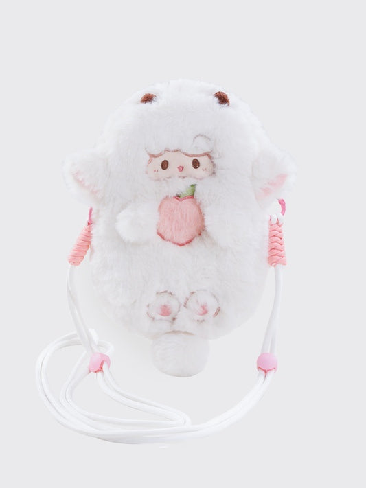 White Cute Lamb-shaped Plush Crossbody Bag