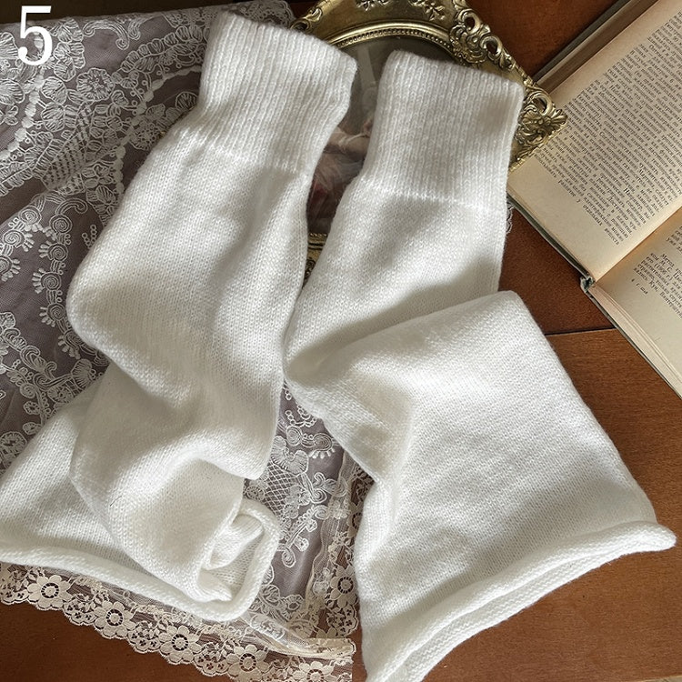 White Leg Warmers /Lace Cut-out Design Overknee Stockings/Leg Chain