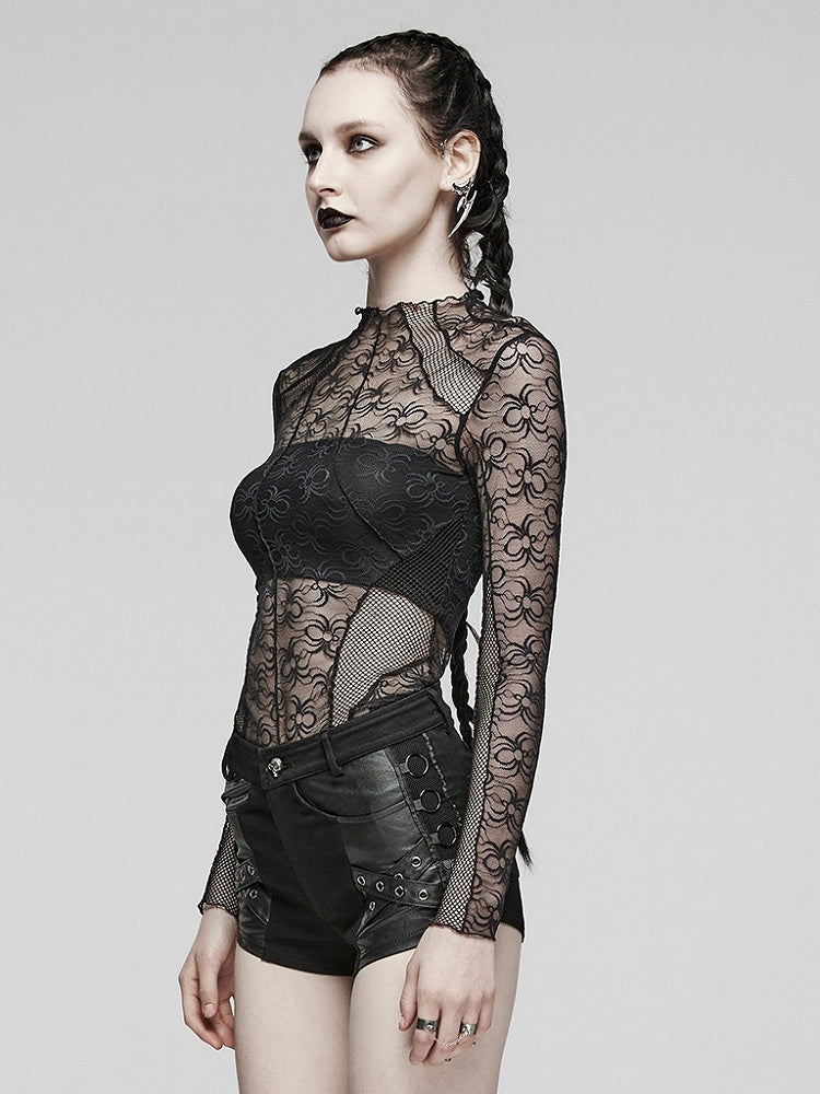 Black Cyberpunk Slim Patchwork T-shirt