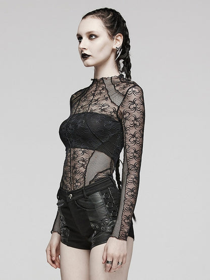 Black Cyberpunk Slim Patchwork T-shirt