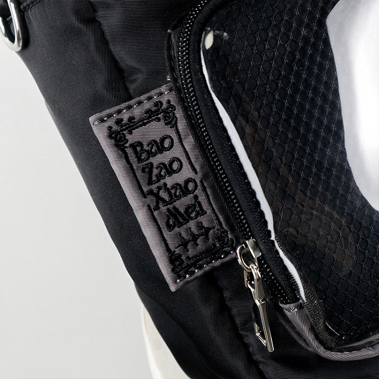 Black & Dark Gray Letters Embroidery Ita Bag