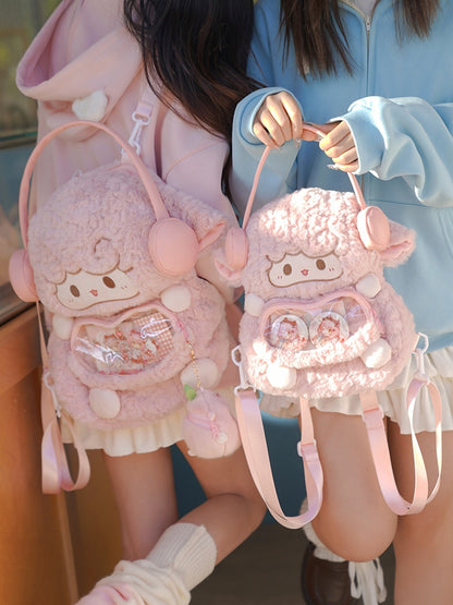 Pink Cute Lamb-shaped Plush Backpack Middle/Large Size