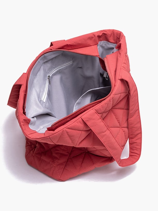 Chic Red Quilted Tote Bag - Lightweight & Large Capacity