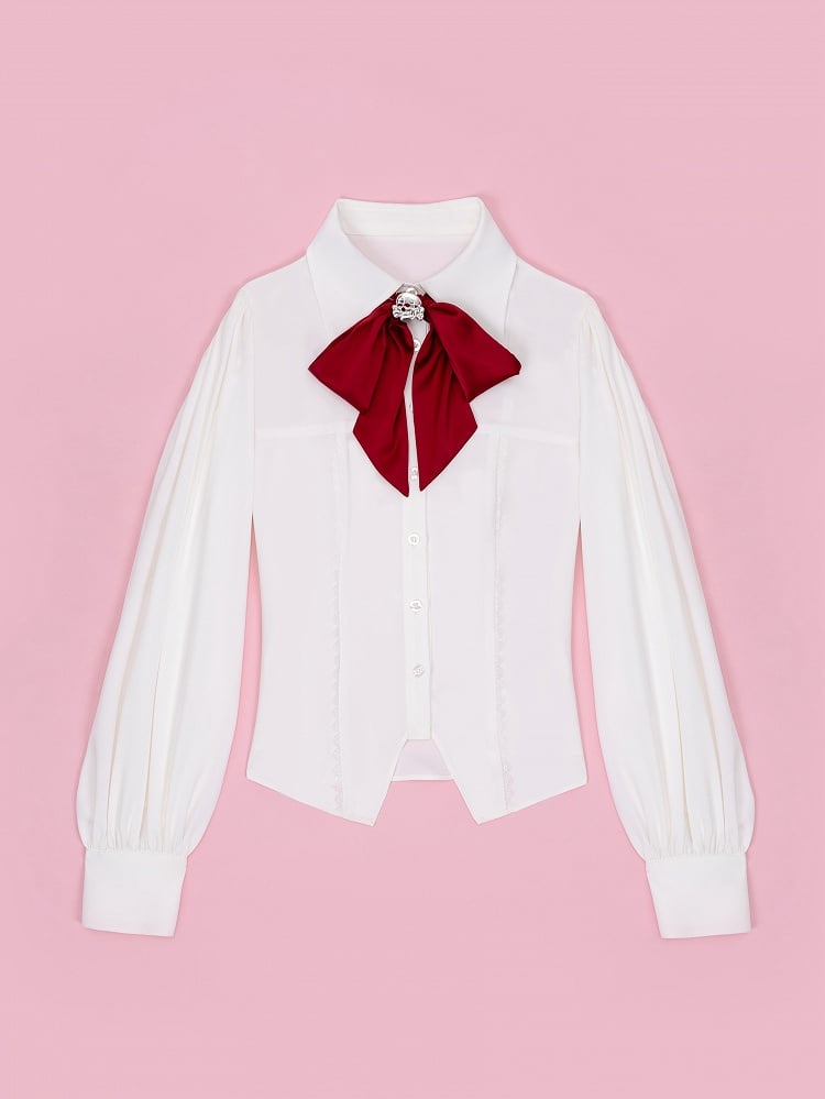 Ouji Fashion White Elegant Long Sleeves Shirt