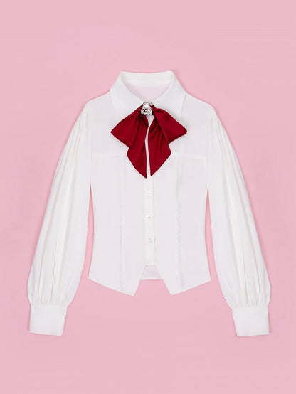 Red Bowtie with Silver Skull Embellishment