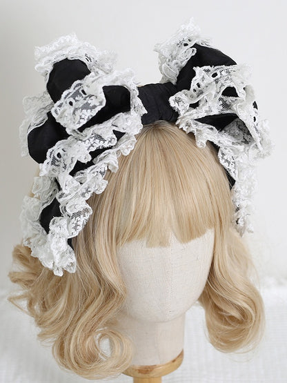 11 Colors Large - Sized Sweet Lolita Multi - layer Bowknot KC With Lace Trims