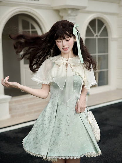 Clearance-Size M for Neck Circumference 42.5CM Beige Self-tie Bowknot Neckline Shawl