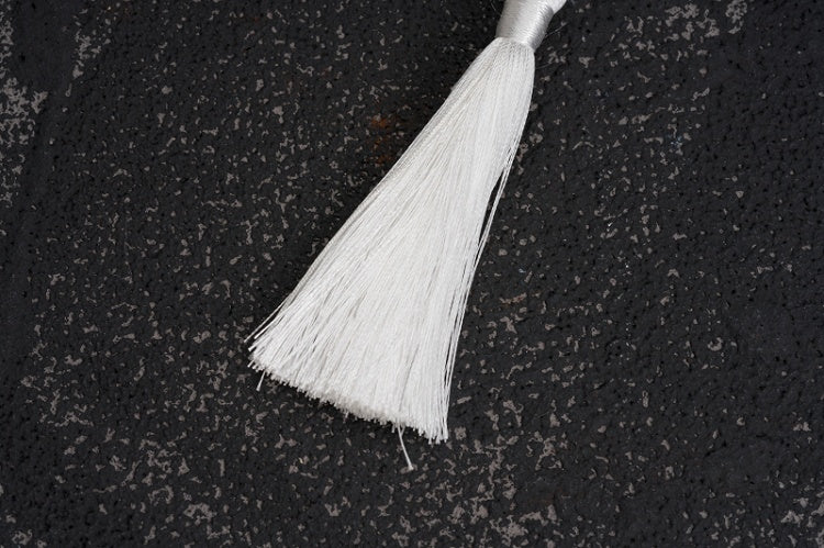 White Knot Button Tassel Hairclips