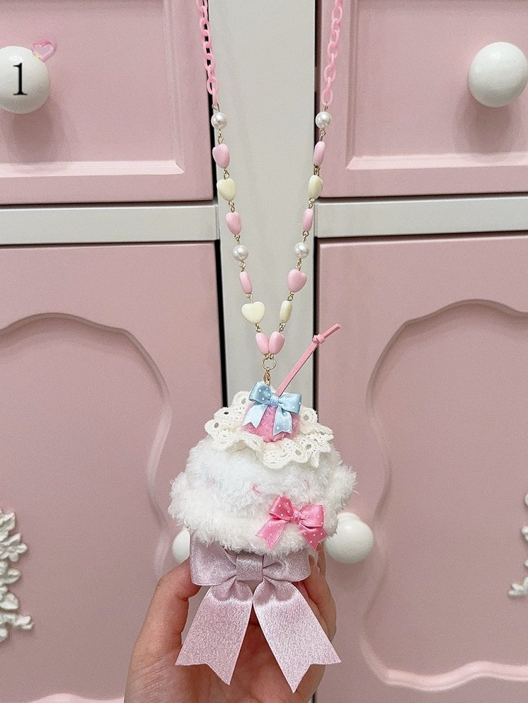 5 Options Plush Cake Pendant Beaded Necklace