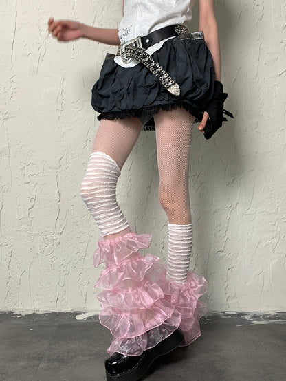 White Y2K Rhinestone Decorated Fishnet Design Tights