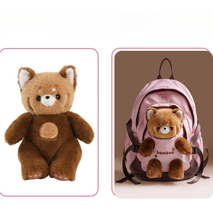 Pink&Brown Cut-out Design Backpack With 5 Options Detachable Plushie