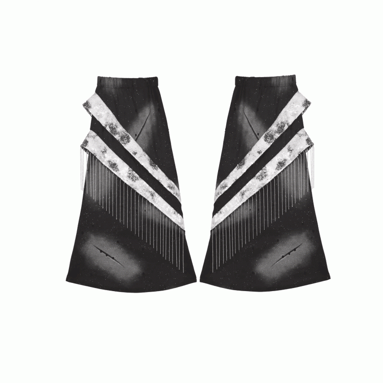 Black  Y3K Fashion Futuristic Metal Fringe Cyberpunk Leg Warmers