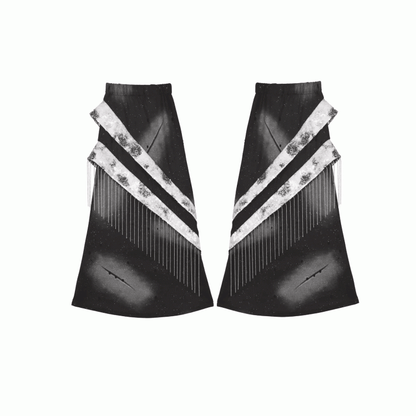 Black  Y3K Fashion Futuristic Metal Fringe Cyberpunk Leg Warmers