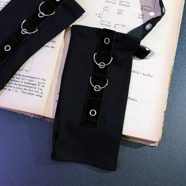 Black Cyberpunk Buckle Details Gloves