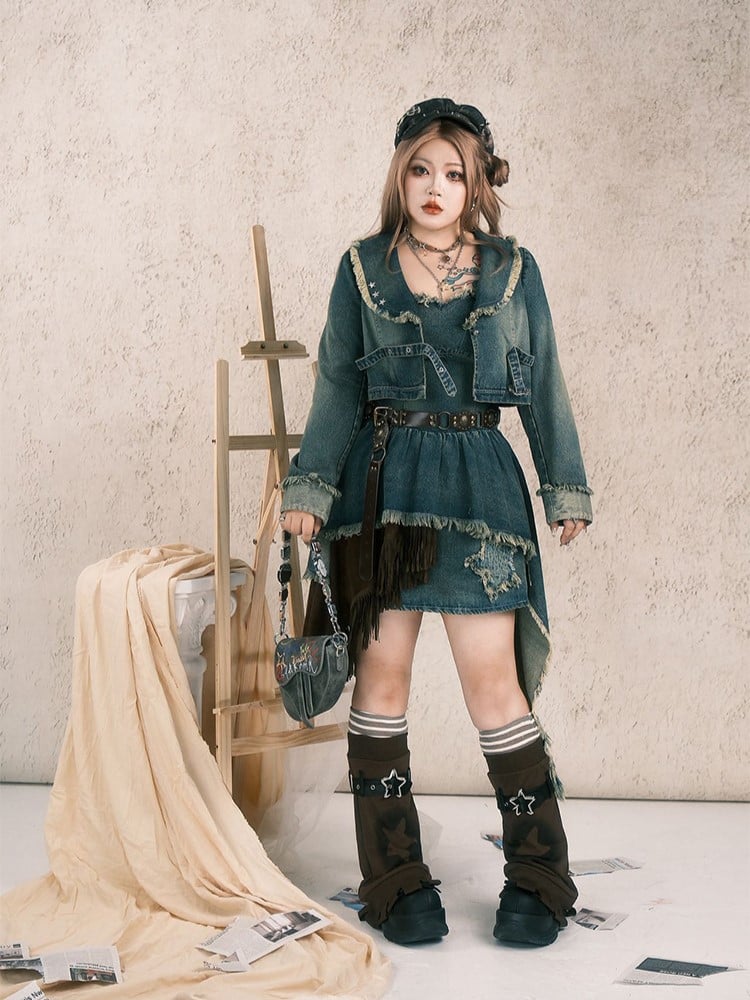 Plus Size Wasteland Punk Y2K Brown PU Belt with Studded Details