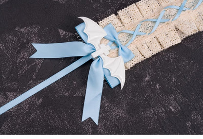 Crosses and Wings Blue and White Bowknots Hairband