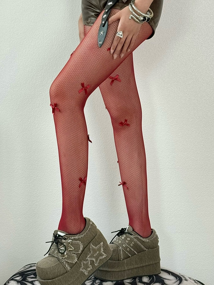 5 Color Options Gyaru Fashion Bowknot Details Tights