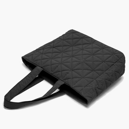 Elegant Black Diamond-Stitch Tote: Roomy & Lightweight