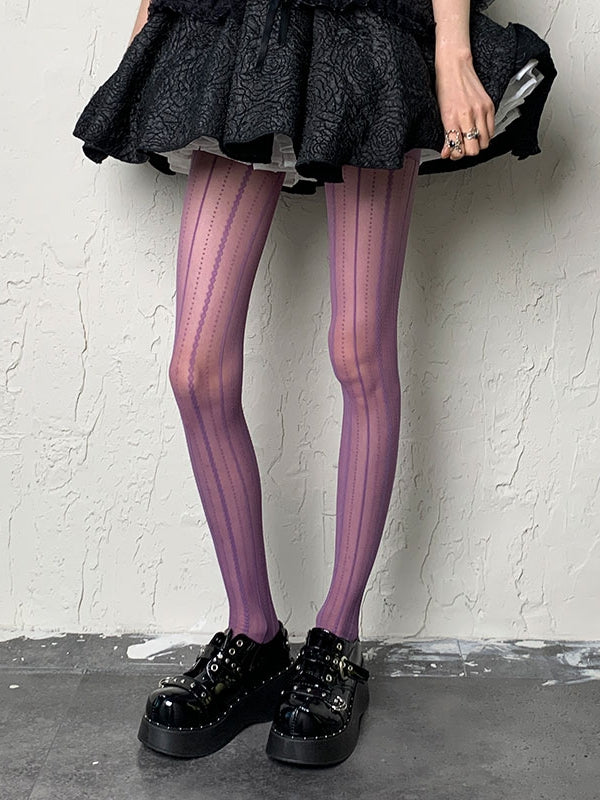 6 Color Options Y2K Striped Pattern Tights