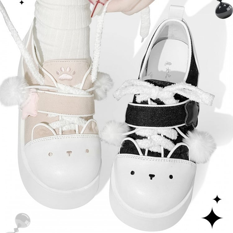 Y2K Pink & White Regular/Thicken Version Platform Canvas Sneakers