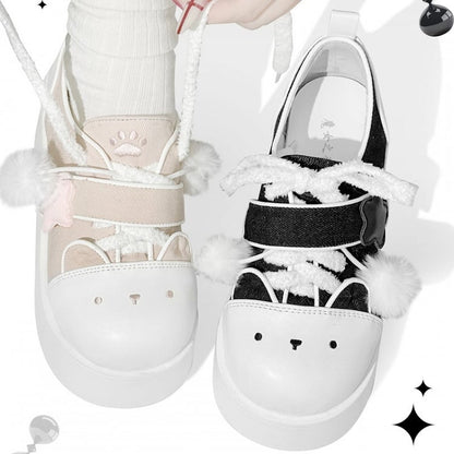 Y2K Pink & White Regular/Thicken Version Platform Canvas Sneakers