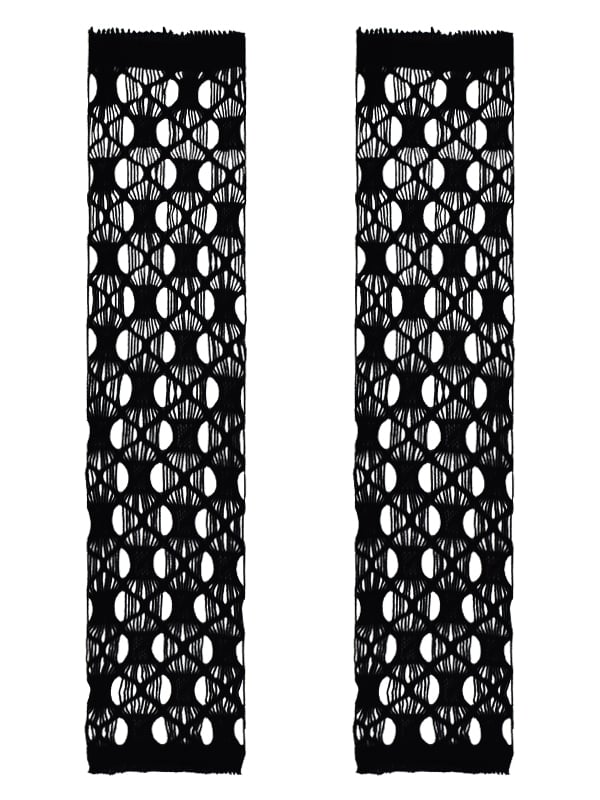 Gothic Black/White Fishnet Long Fingerless Gloves