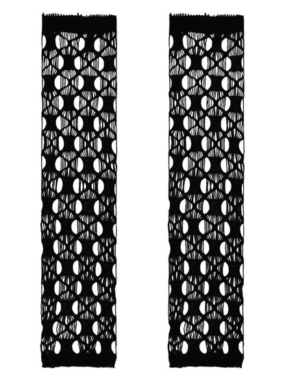 Gothic Black/White Fishnet Long Fingerless Gloves