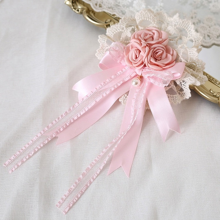 Sweet Lolita Floral Bowknot Lace Hairclips with Bead Charm
