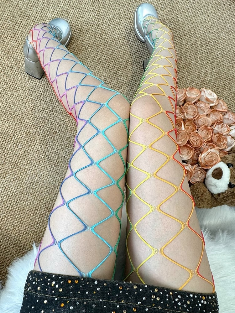Colorful Y2K Fishnet Design Tights