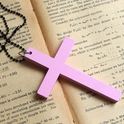 White/Black/Red/Pink Gothic Cross Pendant Necklace
