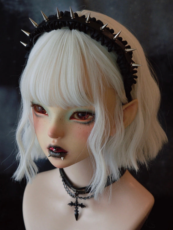 Black Gothic Ruffle Trim With Studs Design KC