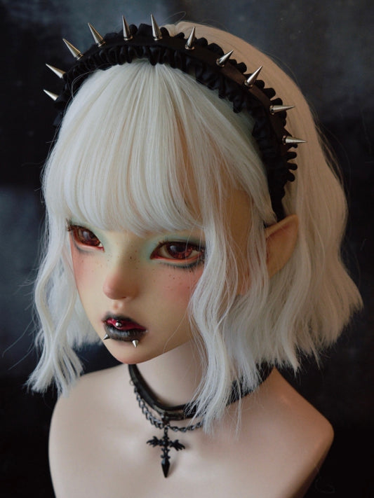 Black Gothic Ruffle Trim With Studs Design KC