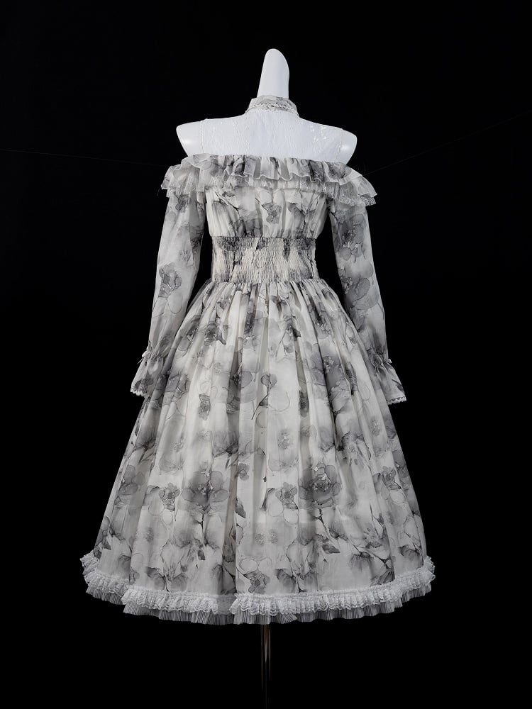 Jirai Kei Dress Work-Ready Elegant Floral Print Dress