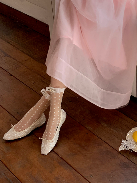 White/Grey/Black Rhinestone Bowknot Decorated Socks