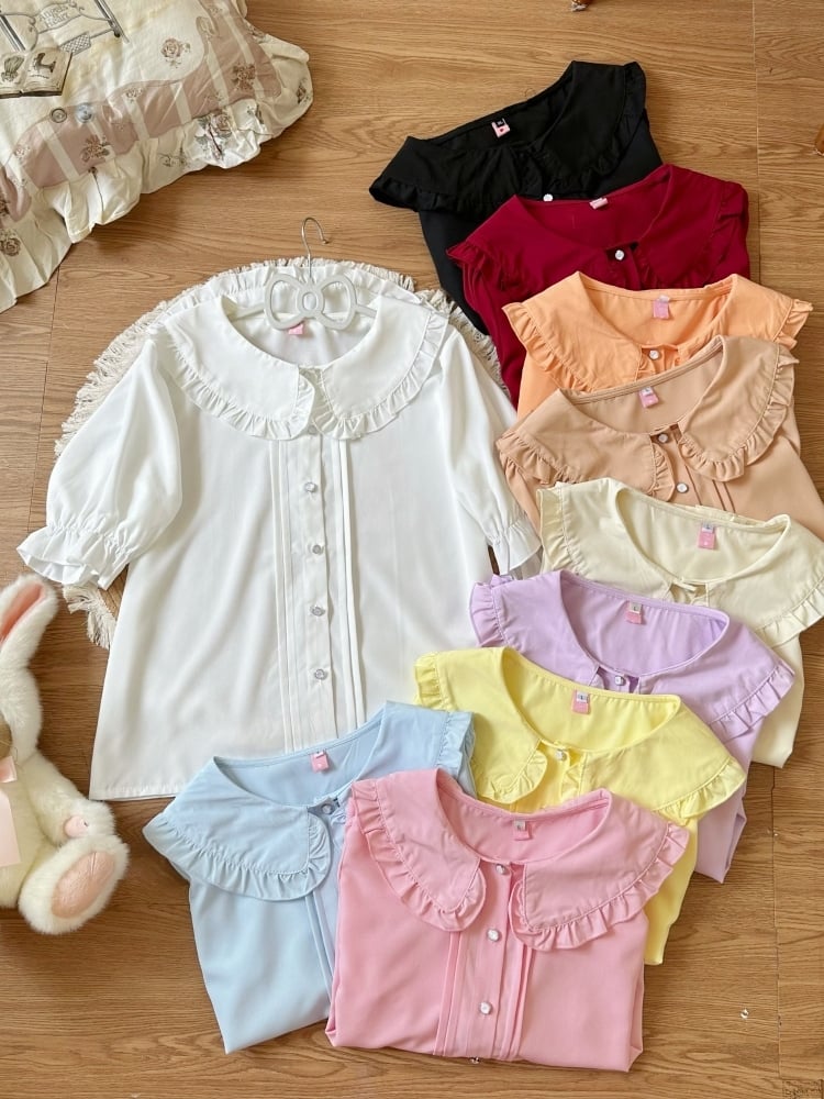 Plus Size Peter Pan Collar Short/Long Sleeves Lolita Blouse 10 Color Options