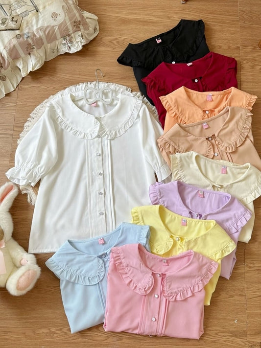 Plus Size Peter Pan Collar Short/Long Sleeves Lolita Blouse 10 Color Options