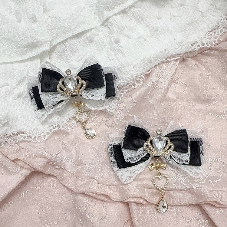 11 Colors Jirai Kei Crown Rhinestone Bow Hair Clip