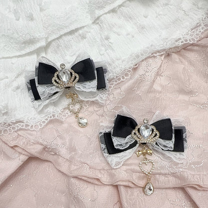 11 Colors Jirai Kei Crown Rhinestone Bow Hair Clip