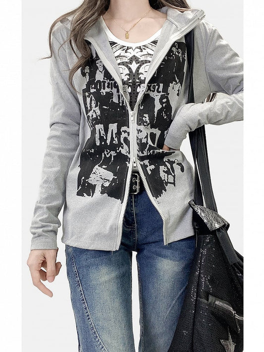 Gray Bittersweet Print Design Jacket