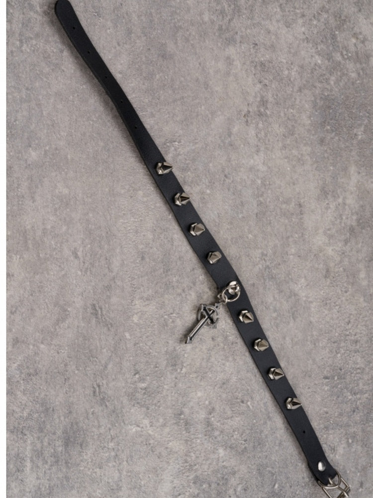 Black Gothic Cross Pendant Studs Design Choker