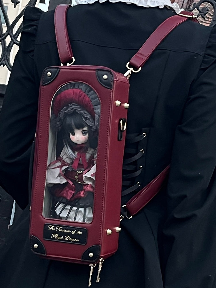 Black&Red Diamond Pattern 1/6 Scale BJD Doll Bag with Two Straps