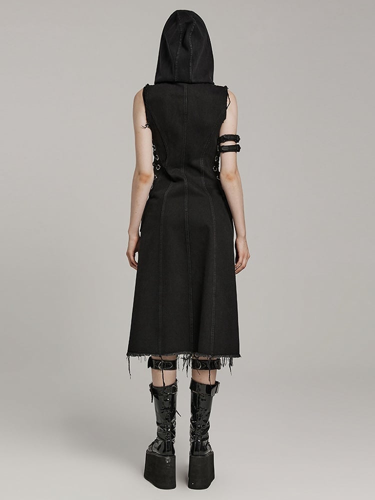 Black Punk Decayed Long Vest