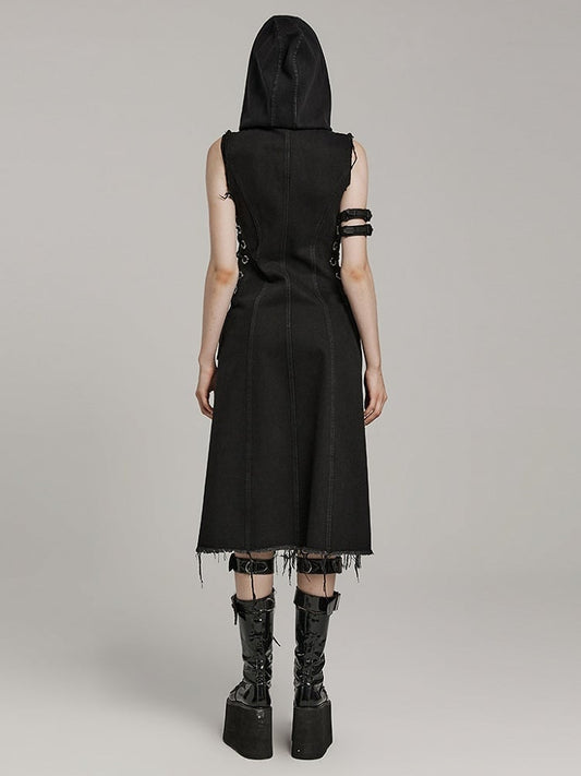 Black Punk Decayed Long Vest