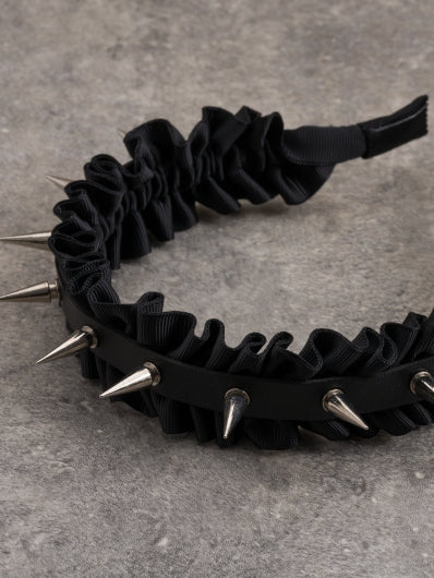 Black Gothic Ruffle Trim With Studs Design KC