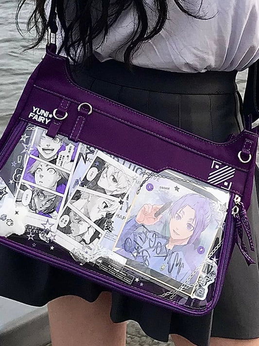 Purple Adjustable Strap Large Capacity Unisex Nylon Ita Bag