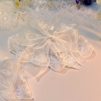 Black/White Bowknot Decorated Lace Wrist Cuffs