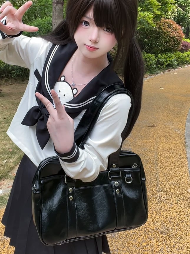 Black JK Uniform Bag – 3 Ways to Wear: Crossbody, Shoulder, or Hand